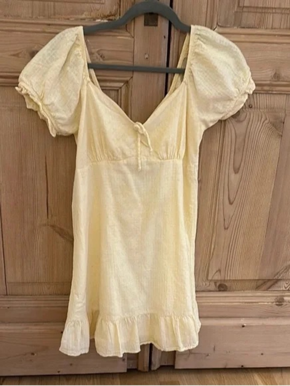 wild fable Pale Yellow Puff-Sleeve Midi Dress